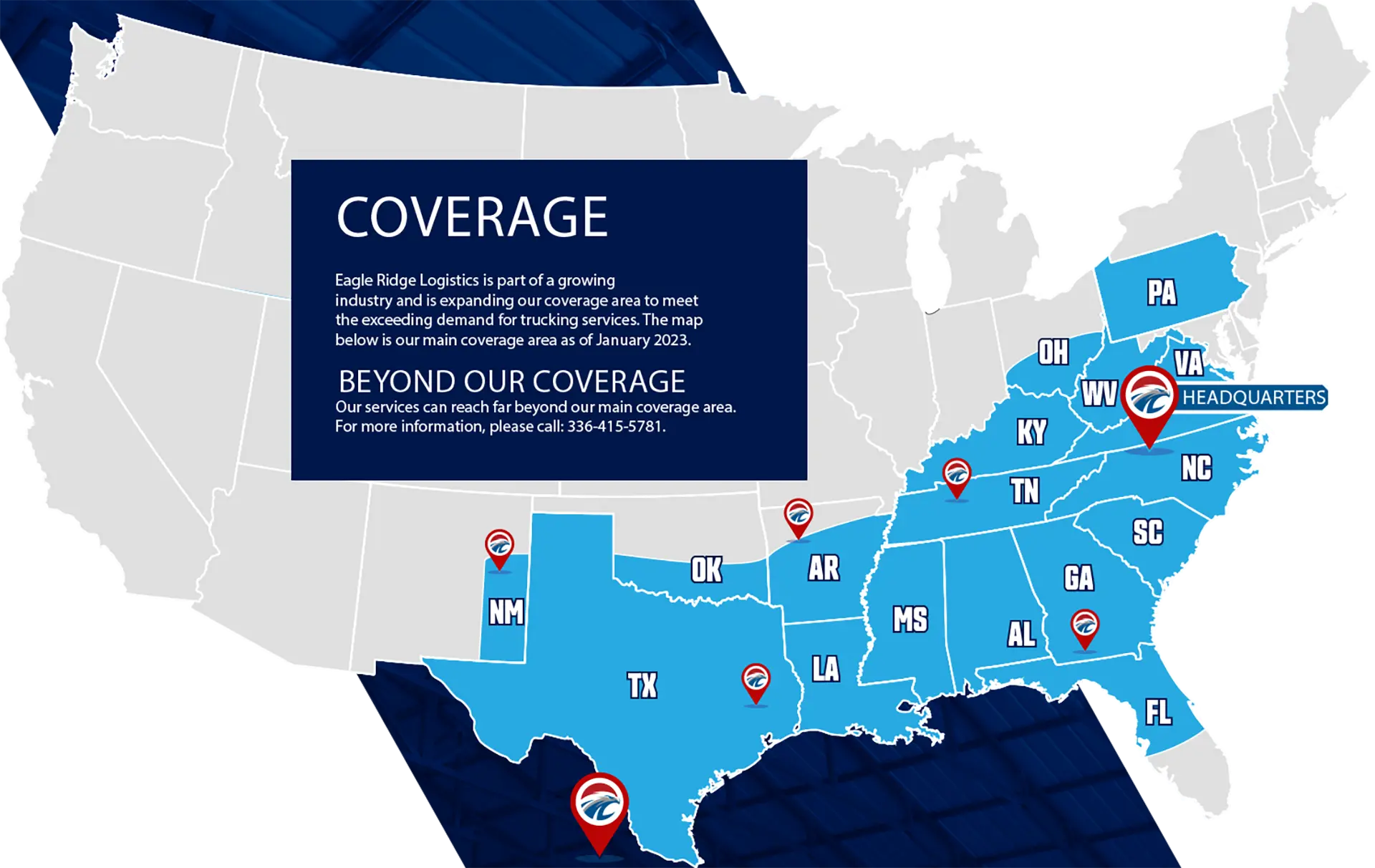 The map is our main coverage area as of January 2023.